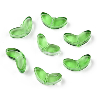 50x Lampwork Glass Green Leaf Spacer Beads Bulk for DIY Jewelry Crafts Making