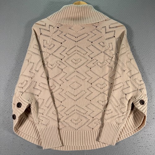 Democracy Knit Sweater Womens Medium Beige Turtleneck Oversized Comfort Bohemian - Picture 2 of 11