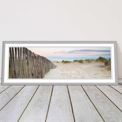 Sanddünen bei Sonnenaufgang. Panorama gerahmter Bilddruck, Strand-/Küstenszene