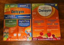 2 Children's Delsym Cough Chest Congestion Day &  Night Liquid Bottles NEW