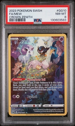 2023 POKEMON SWORD & SHIELD CROWN ZENITH #GG10 FULL ART/MEW PSA 8