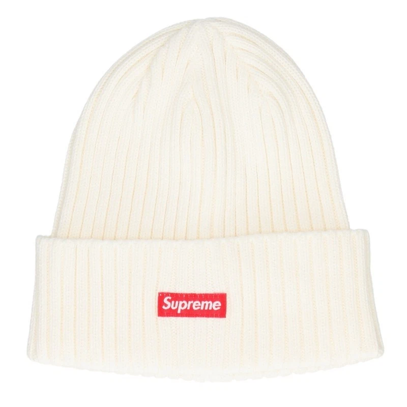 Supreme bonnet teint petite boîte logo côte tricot chapeau blanc 304052 Bs99 Acc AC324