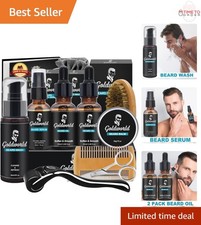 Beard Grooming Kit Stainless Steel Full Set Beard Oil Balm Shampoo Trimming