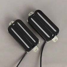 FLEOR Set of Neck & Bridge Hot Dual Rails Humbucker Black Pickup Set