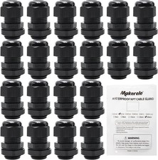 MAKERELE 1/2 NPT Nylon Cable Strain Relief, Waterproof 20pcs BAG, Black 