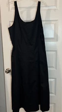 Banana Republic Black Poplin Fit N Flare Sleeveless Midi Dress SZ 18 A Line NWT