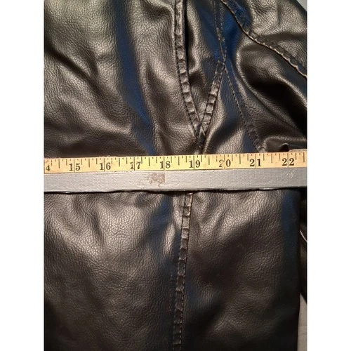 Guess Jacket Mens L Dark Brown Leather Cafe Racer Sherpa Lined Full Zip image 8