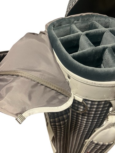 Nike Golf Cart Bag Plaid Gray Pink White Faux Patent Leather Trim 10 Way Divider - Picture 18 of 19