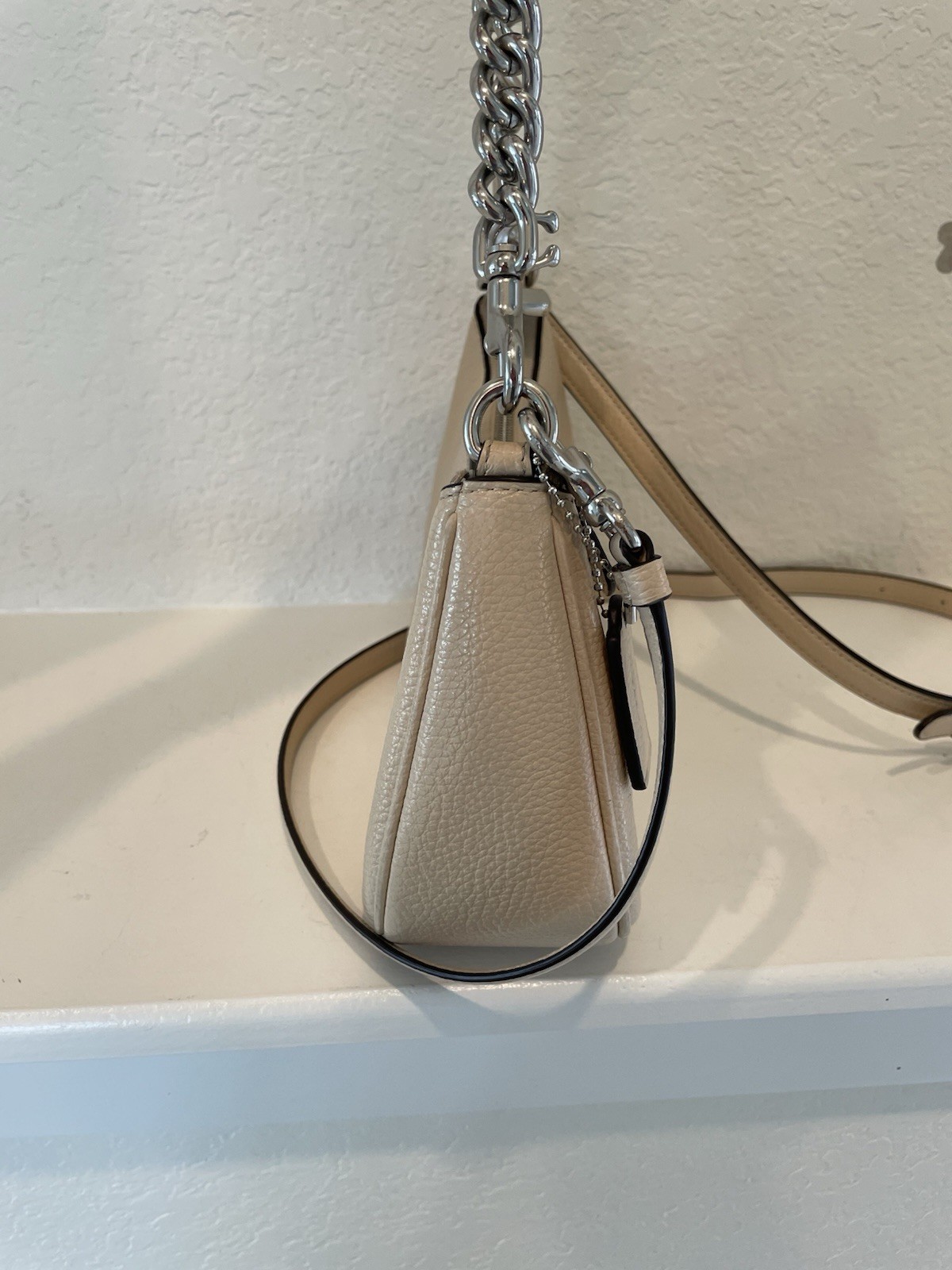 Coach Teri Tan With Silver Pebble Leather CE556 2 Ways Convertible Shoulder Bag image 2
