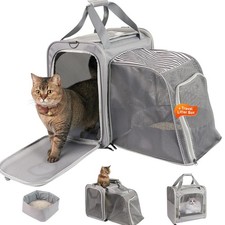 Cat Carrier with Litter for Large Cats Up to 25lbs, Expandable Soft-Sided Pet...