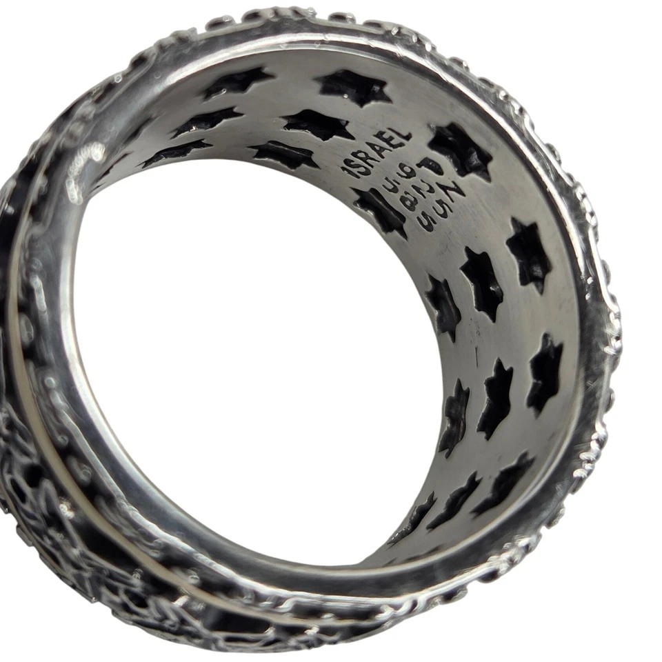 或 Paz 纯银 925 14Kt 金色万向轮戒指 花 以色列工匠 尺寸 8.5 — 第 4/4 张图片