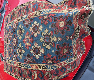 Auth: 19th C Antique Caucasian Rug SUPER RARE AVAR KAZAK Organic 32x45" NR