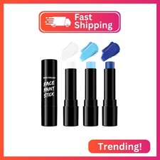 BADCOLOR 3PCS Blue White Light Blue Face Body Paint Stick Makeup for Sally/Corps