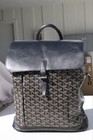 Goyard Goyardine Medium Backpack Top Handle Buckle Flap Adjustable Strap Black — photo 3