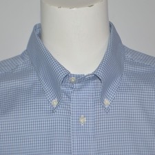 BROOKS BROTHERS Stretch Non Iron Blue Check Cotton Dress Shirt 18 34/35