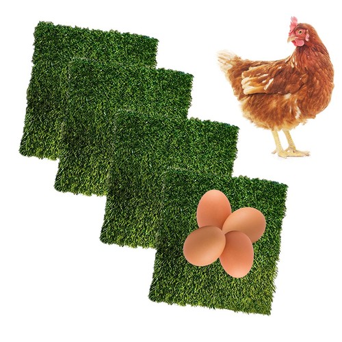 4 Pcs Chicken Nesting Box Pads,12"x12" Washable Artificial Grass Rug Carpet F...