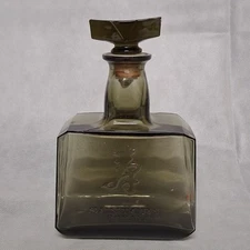 Vintage MCM Suntory Royal Japan Whiskey Green Embossed Glass Liquor Decanter