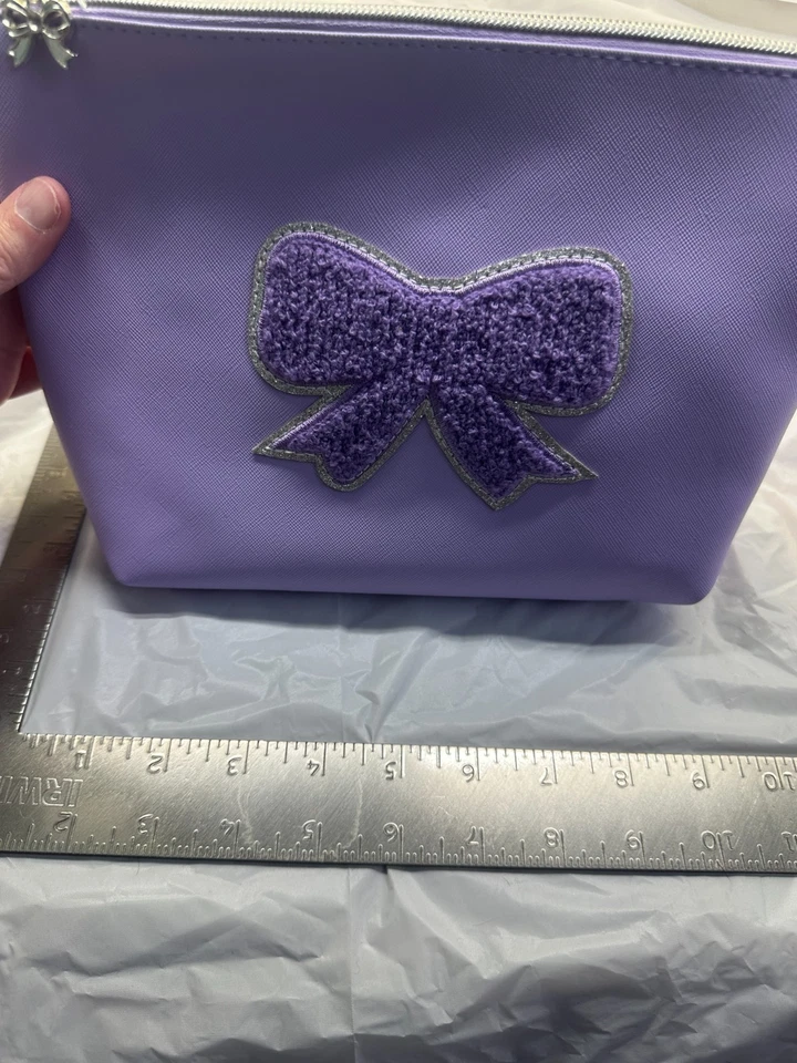 Daiso Bow Sherpa Purple Makeup Cosmetic Travel Bag B1 NWT Make Offer - Image 3 of 4