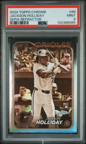 Topps 2024 Chrome Jackson Holliday #88 Sepia Refractor RC Orioles PSA 9