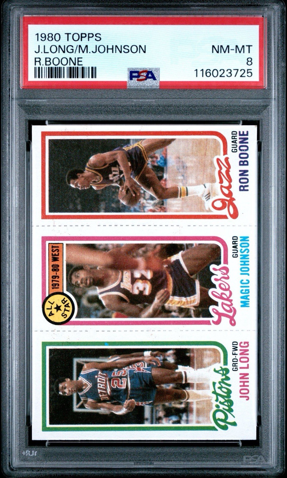 1980 Topps Basketball All-Star Long Magic Johnson Boone PSA 8 Fresh Slab