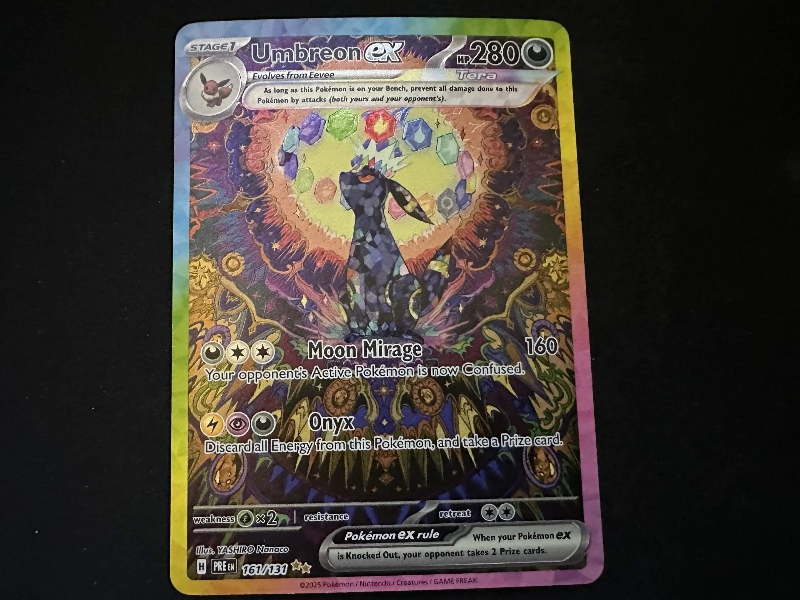 Pokémon TCG Umbreon ex 161/131 Sv: Prismatic Evolutions Full Art Holo 280 HP