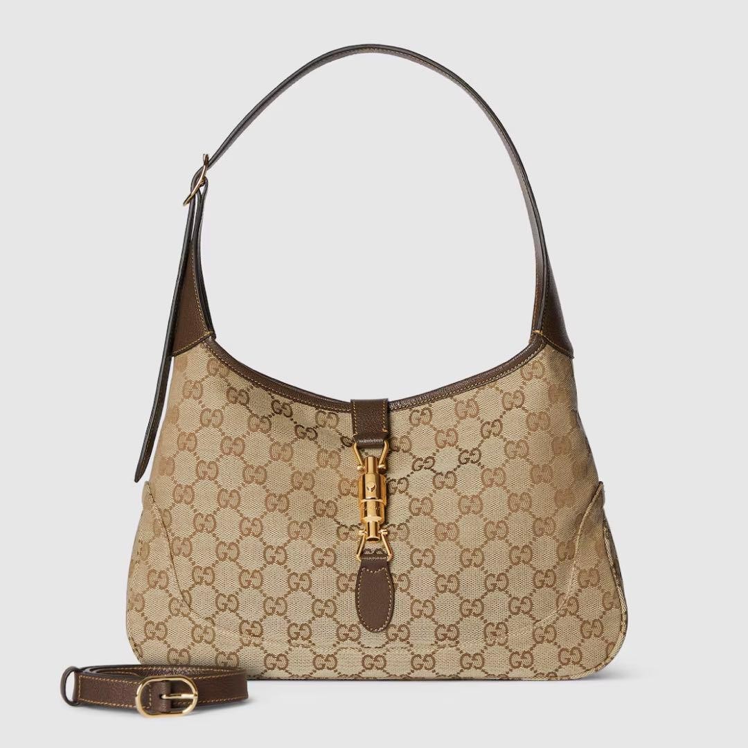 GUCCI New Jackie 120888 Beige Light Brown Jacquard With Dust Bag