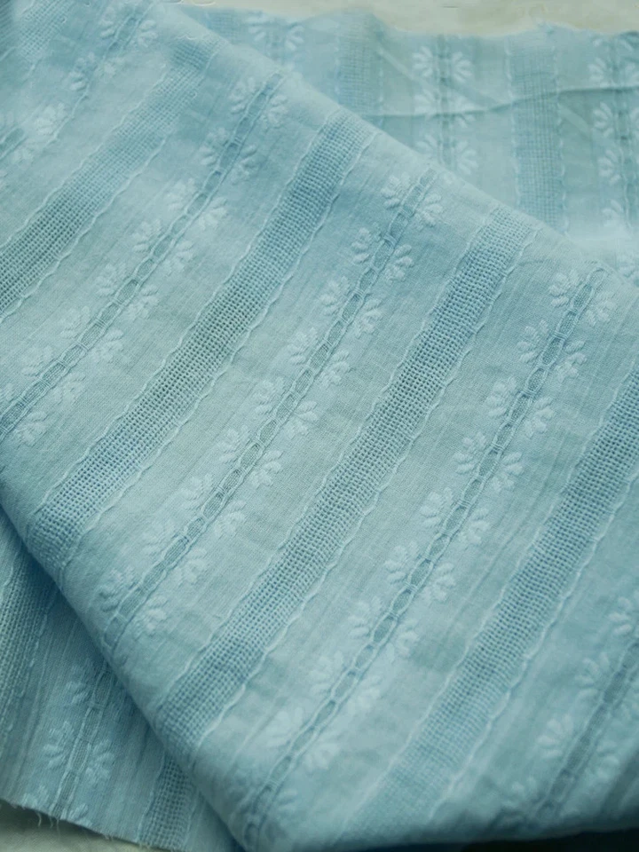 Tela de gasa de algodón jacquard floral de 55"" de ancho por yarda para camisa artesanía hágalo usted mismo costura Foto 3 de 4