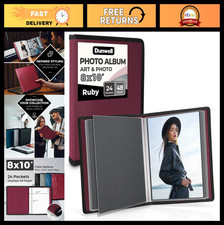 8x10 Photo Album Art Portfolio Book, 24 Sleeves, Displays 48 Pages, Black Moun