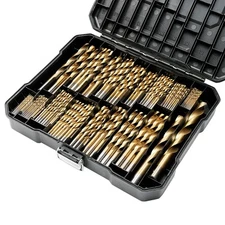 230 Pcs Drill Bit Set, 135° Tip Titanium Coated High Speed Steel, Twist Drill...