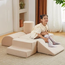 Kids Foam Climbing Blocks 6Pcs Soft Play Equipment Luxury Miss Fabric Toddler...