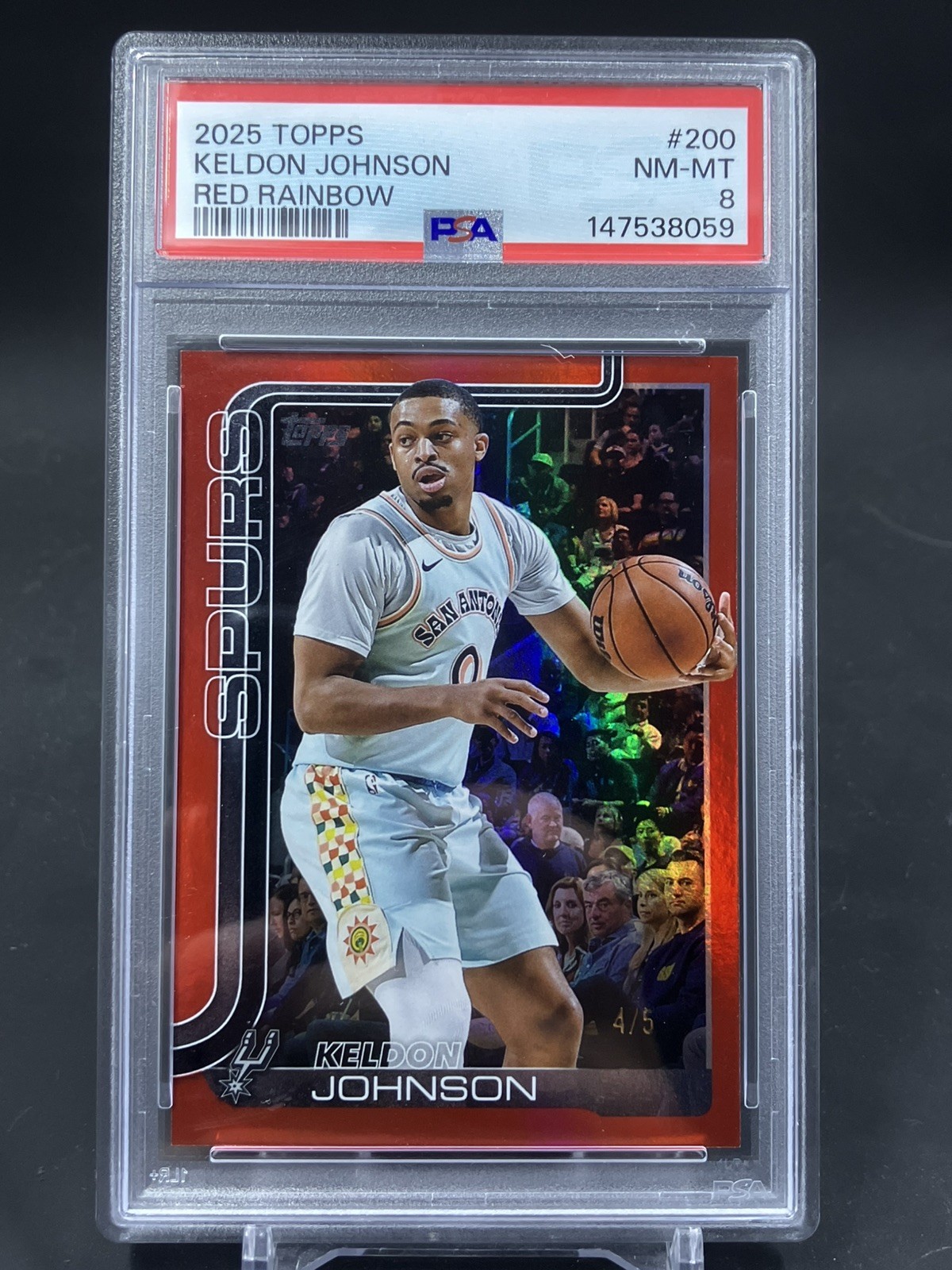KELDON JOHNSON 2025-26 TOPPS RED RAINBOW /5 PSA 8
