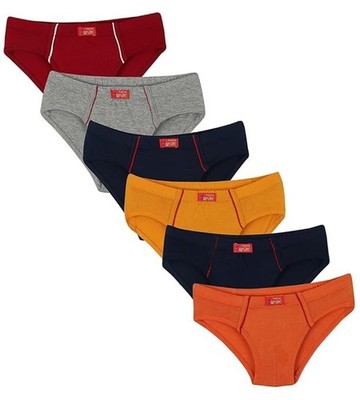 VIP Frenchie Jr. 100% Cotton Kids Premium Briefs - Pack of 6 - Assorted Colours