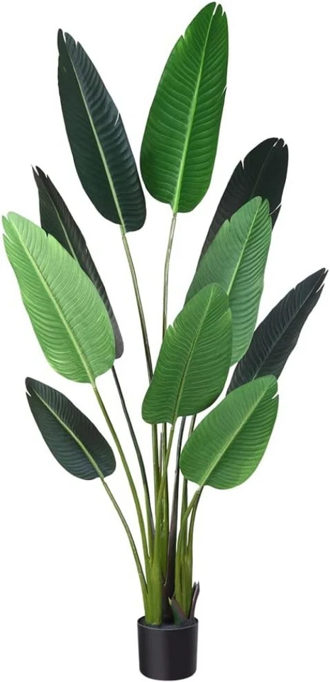 Planta artificial de pájaro del paraíso de 5 pies de altura en elegante maceta negra - decoración elegante Foto 3 de 4
