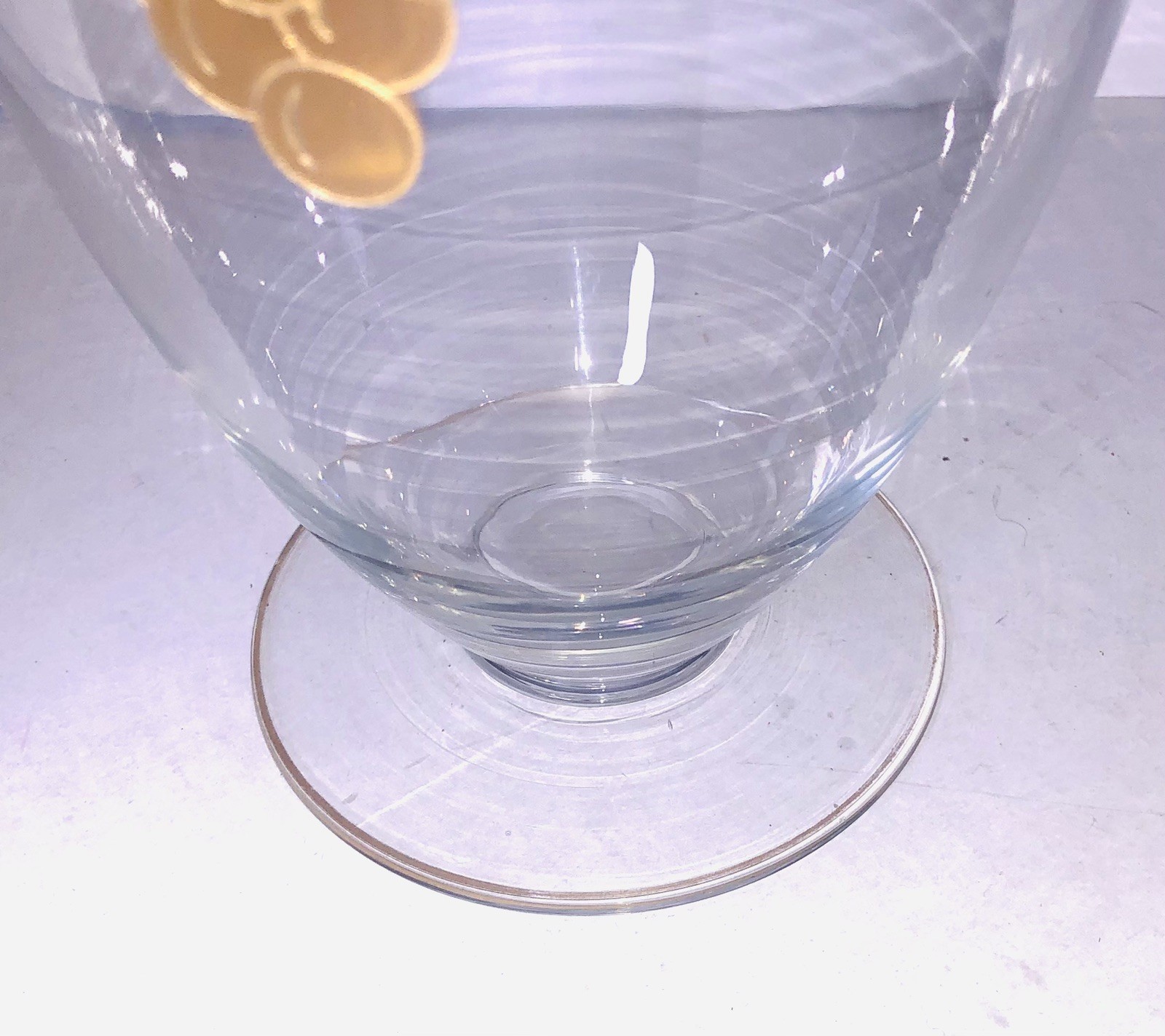 MCM Gold Gilt Clear Glass Vase Jeannette Or Indiana Style Pressed Or Molded