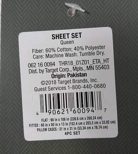 Queen Sheet Set by Threshold 60% Cotton & 40% Polyester Cream/Beige 4pc Set NEW - Picture 4 of 6