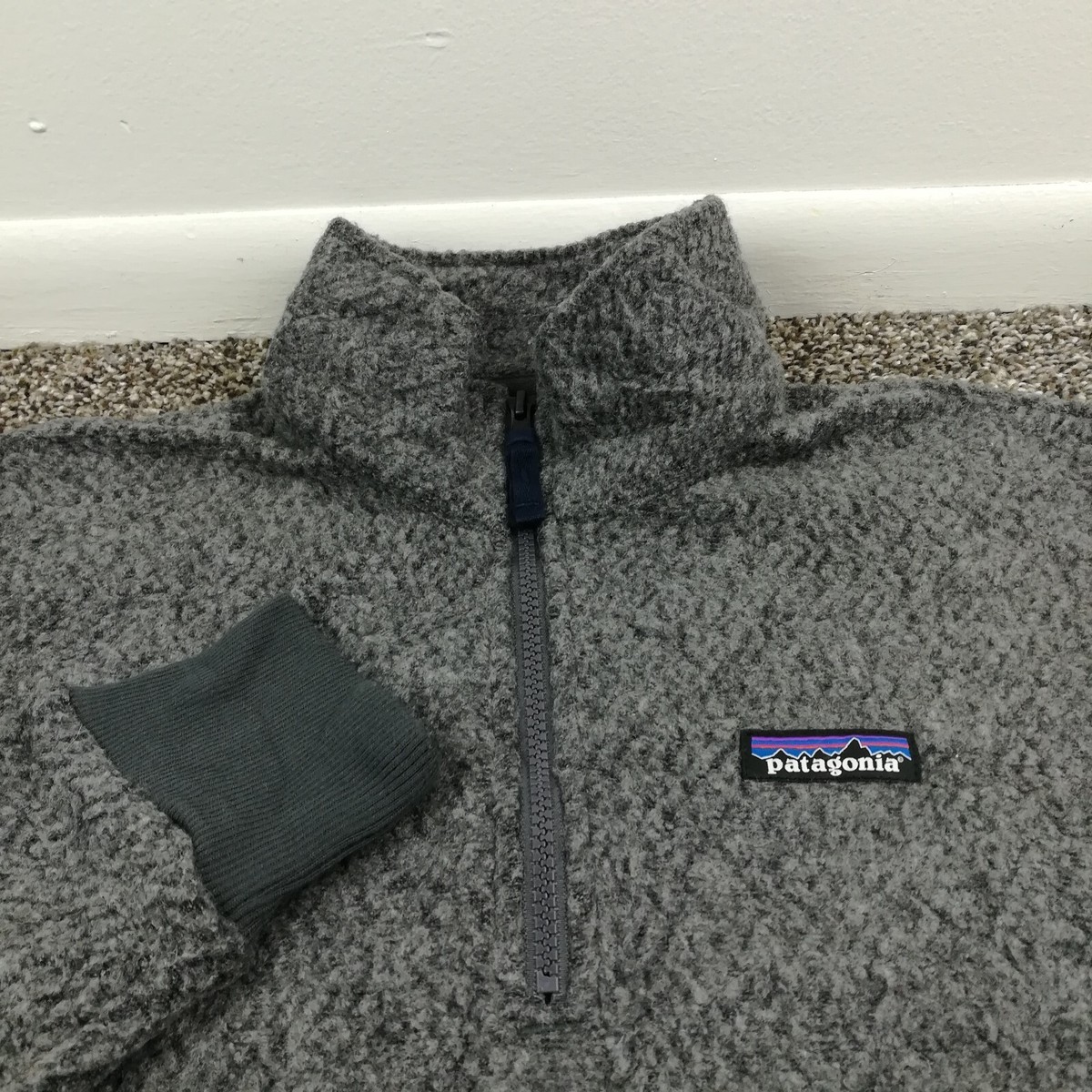 Patagonia Jacket Woolyester Fleece 1/4 Zip Pullover Forge Gray