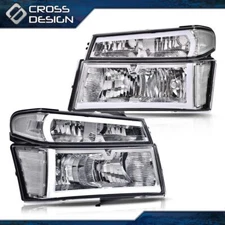 4PC Fit For 2004-2012 Chevy Colorado GMC Canyon Chrome LED Tube Headlights Lamps