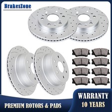 Front and Rear Brake Rotors Pads for Chevrolet Suburban 2008-14 Slotted Drilled