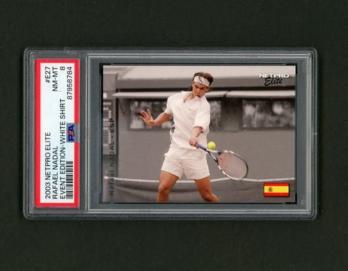 2003 NetPro Elite #E27 Rafael Nadal Rookie PSA 8 - Rare "White Shirt" Variation