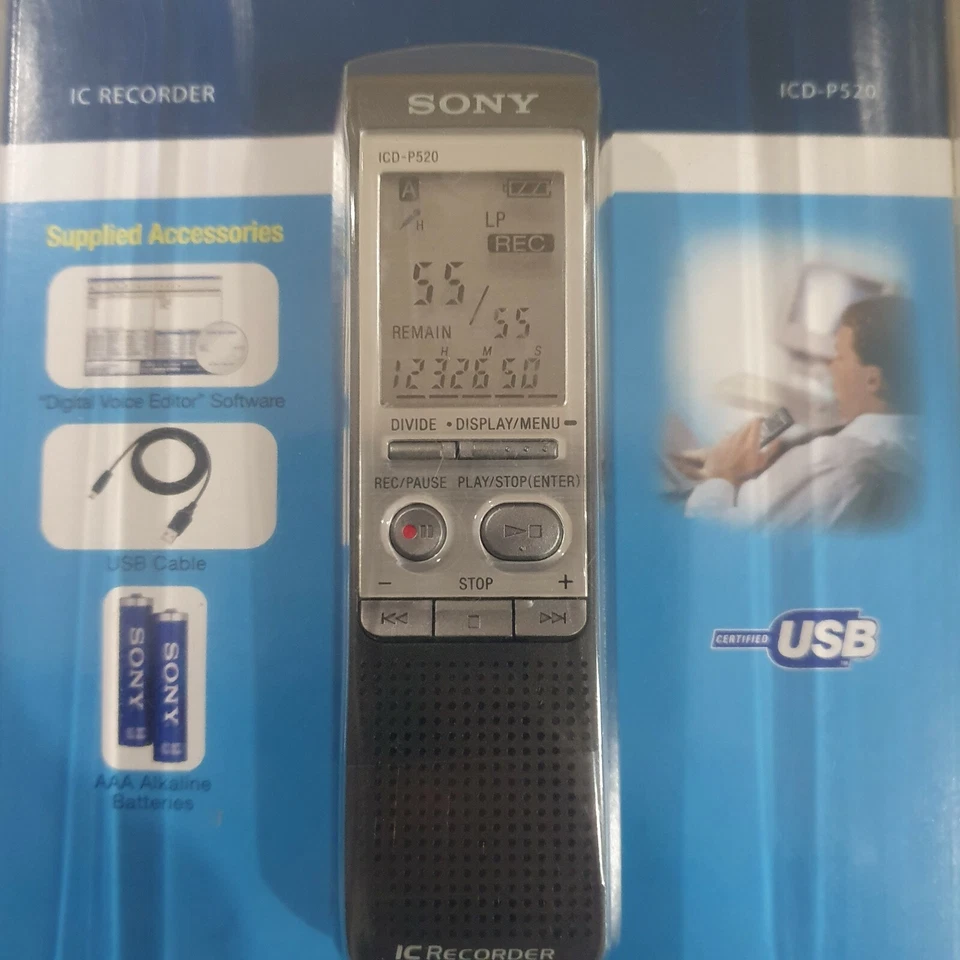 Sony ICD-P520 Digital Voice Recorder with 256 MB Built-in Flash Memory and USB - Image 2 of 4