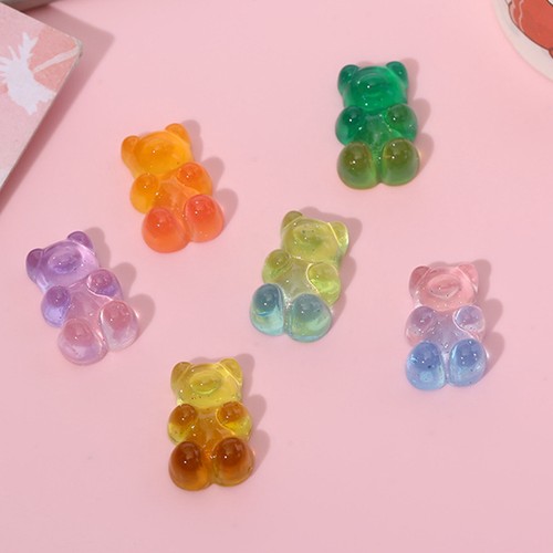 20 Pcs Gradient Color Resin Gummy Bear Flatback Cabachons Charm 18mm 0.71" - Picture 9 of 13