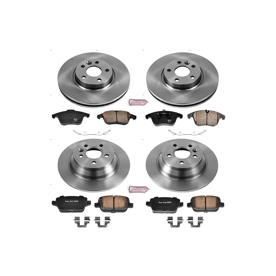 Conjunto de 4 rodas de disco de freio e pastilhas KOE5610 Powerstop dianteiro e traseiro para Volvo S80 - Imagem 4 de 4
