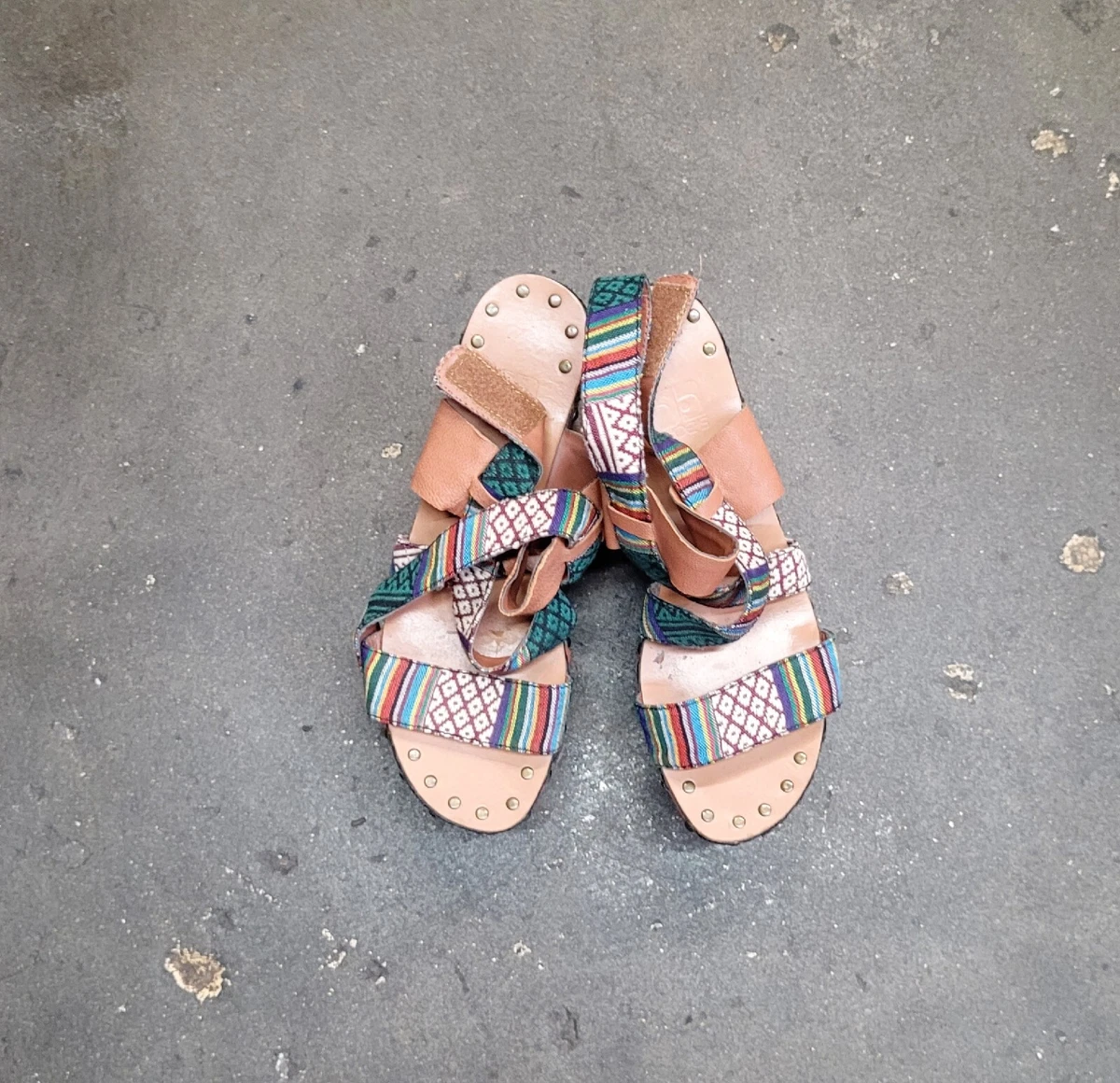 Joe s Jeans Trixie Cognac Com Wedge Sandal Shoes Bohemian Studs Brown Platform