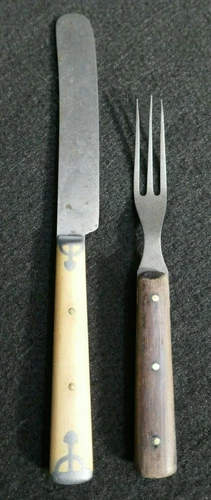 Antique Western Camp Frontier Knife & Fork Set Civil / Indian Wars Era Original
