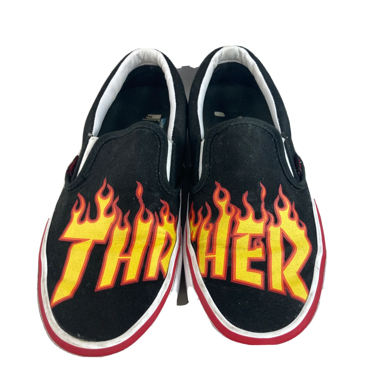 RARE Vans x THRASHER Slip-On Pro &#039;Thrasher&#039; Flame Men&#039;s Skate Shoes - Size 6.5 eBay