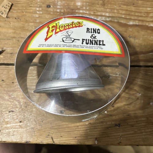 Vintage Flossie's Foods USA Aluminum 6" Funnel Cake Ring & 8 Oz Funnel