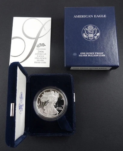 2006-W Proof American Silver Eagle Dollar $1 Box & COA US Mint Bullion OGP
