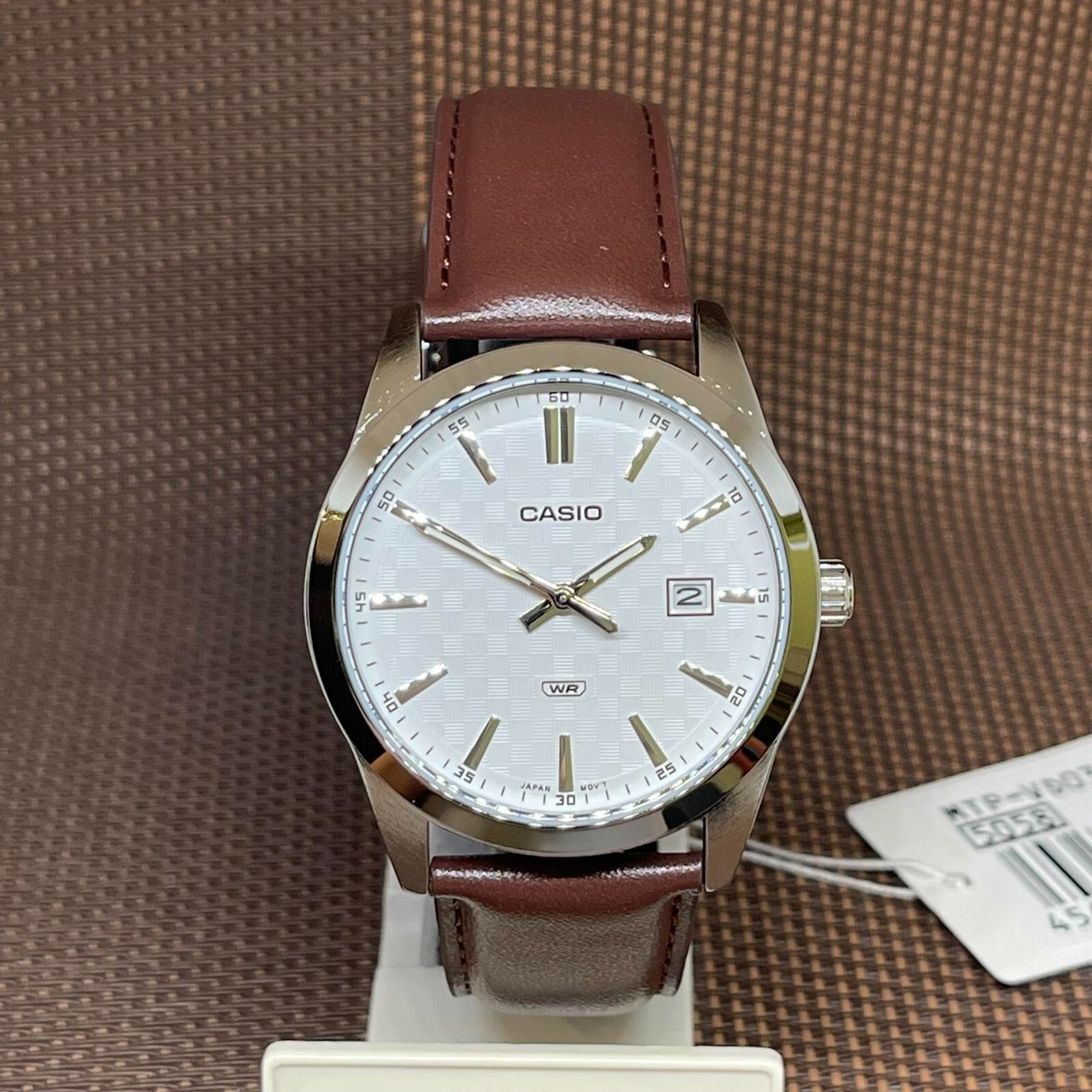 Casio MTP-VD03L-5A White Analog Brown Leather Simple Stylish Men's
