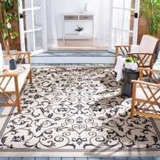 Tapis SAFAVIEH intérieur extérieur CY2098-3901 cour sable/noir