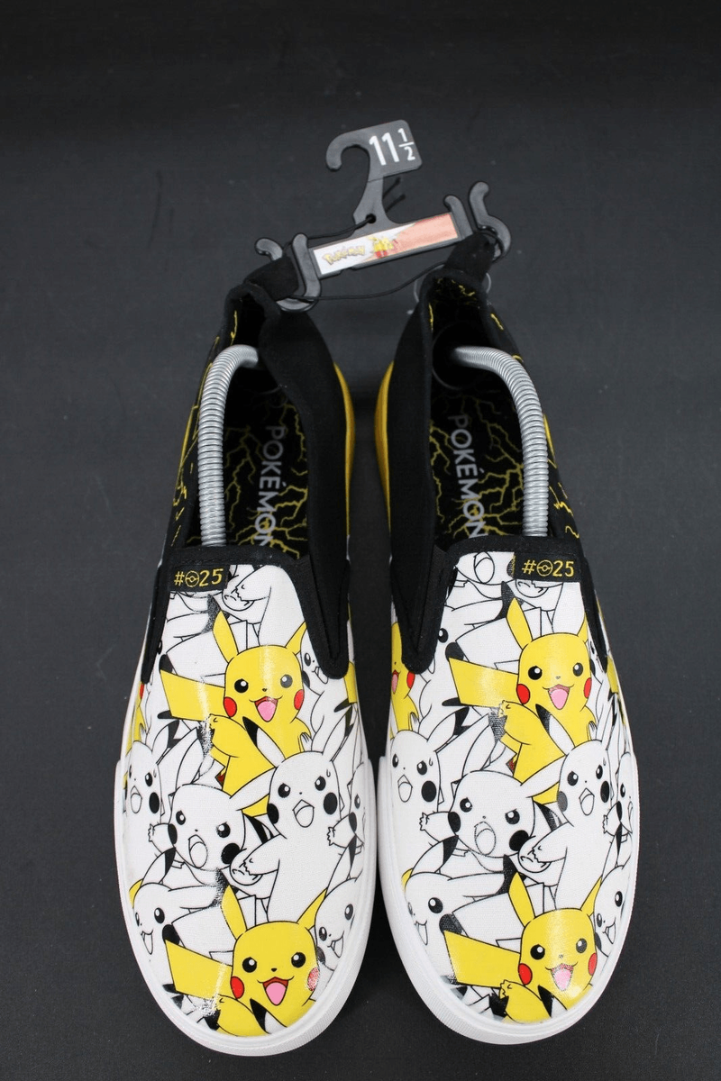Pikachu Eevee Customized Canvas Slip On Shoes Men\'s Size 10 Eevee Slip On Shoes Custom Pokemon Shoes Anime Slip On Shoes main image 4